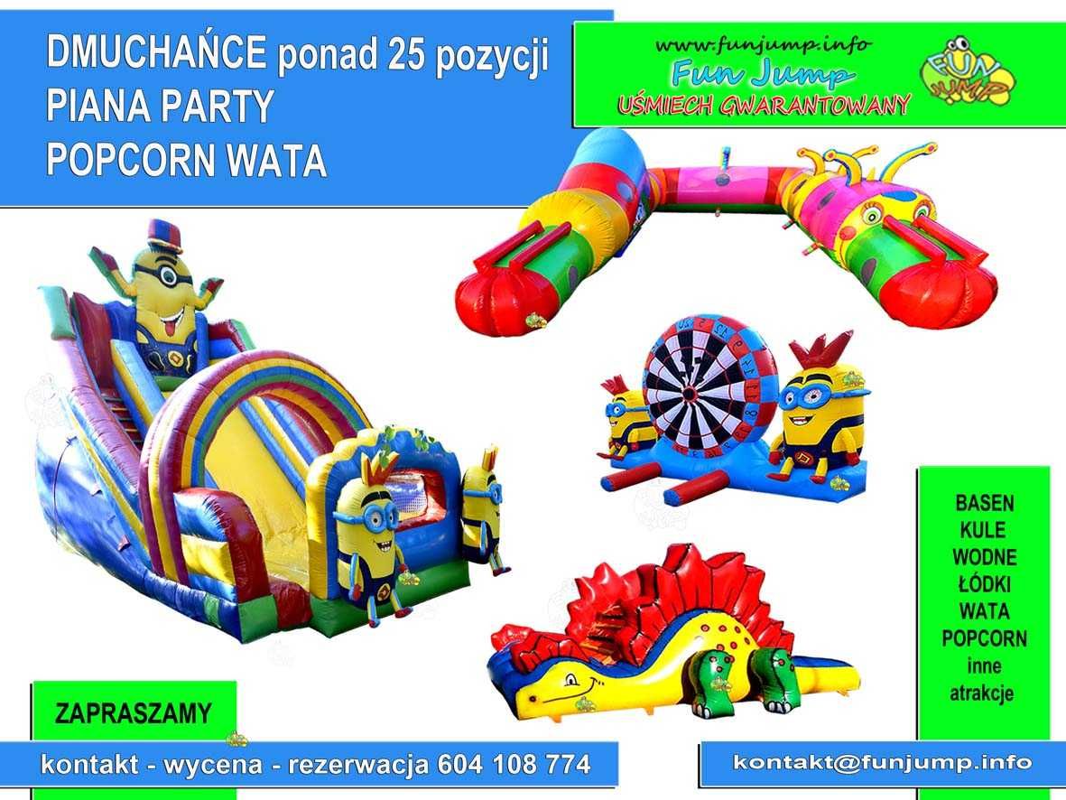 PIANA PARTY zjeżdżalnie Dmuchańce Wata Popcorn BASEN kule Wodne Piknik