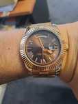 Relógio Datejust quartzo em aço ouro rosa