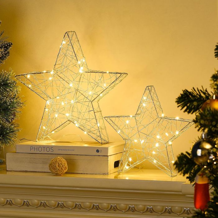 Lampa Stołowa LED w Kształcie Gwiazdy 2 Sztuki Dekoracja Świąteczna