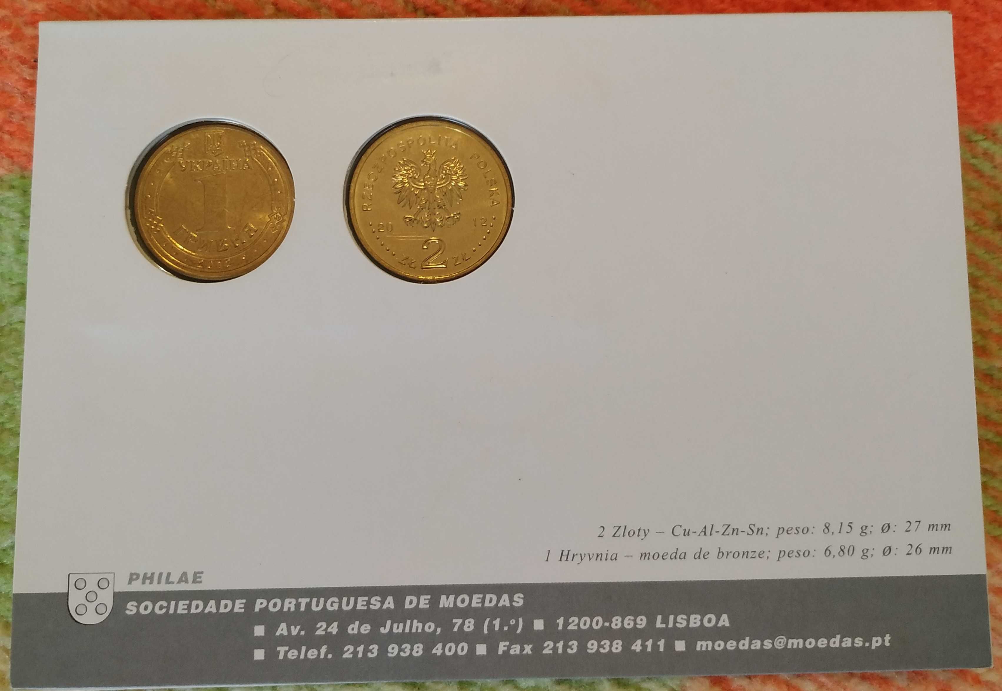 Euro 2012 - moedas comemorativas da Polónia e Ucrânia Coincard