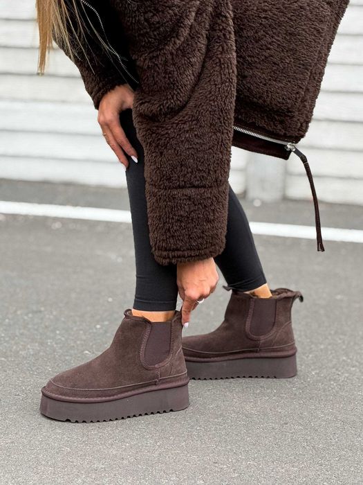 Жіночі зимові угги-челсі Stilli (36-41) Черевики на хутрі замшеві