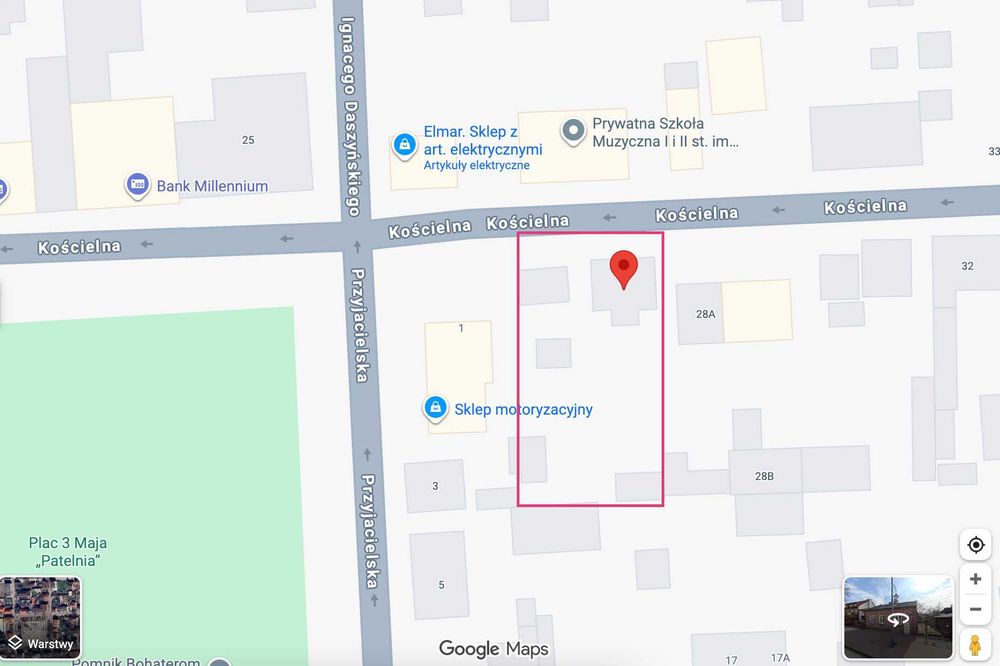 Budowlana działka inwestycyjna  1000 m² ul. Kościelna centrum Wołomina