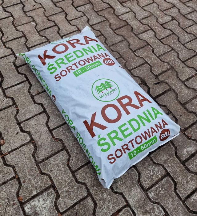 KORA SOSNOWA 80L Sortowana Ogrodowa Workowana Drobna Średnia Gruba