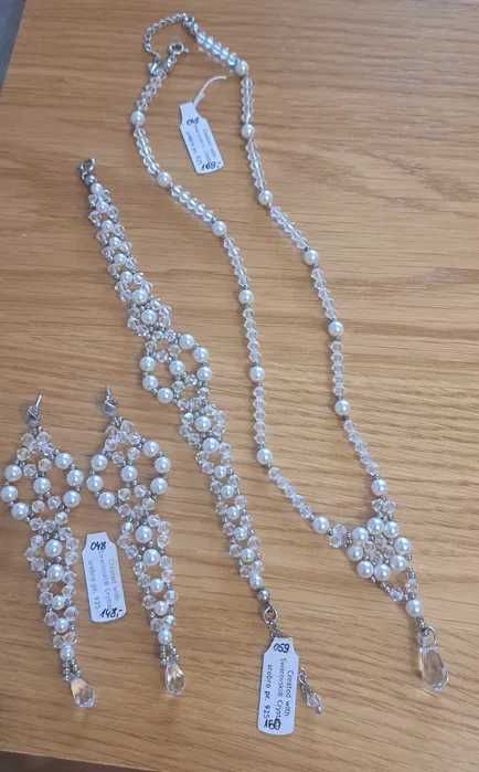 Biżuteria ślubna srebrna komplet SWAROVSKI gratis ozdoby do włosów