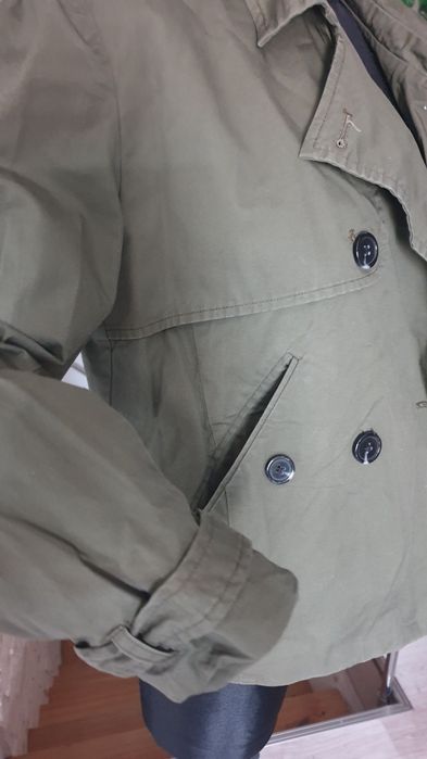 Kurtka krótka trencz damski kurteczka jesienna wdzianko roz S khaki