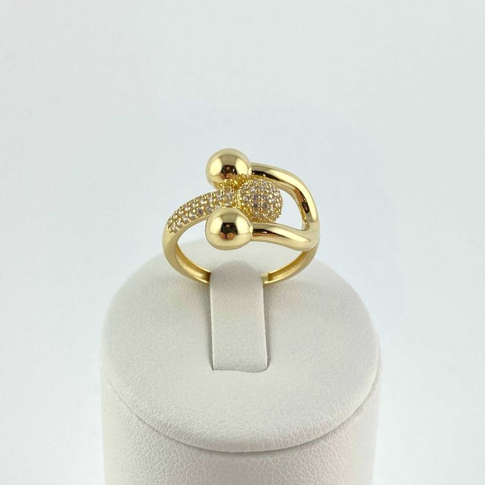 Zjawiskowy ZŁOTY pierścionek z cyrkoniami PRÓBA 585 (14K) rozmiar 20