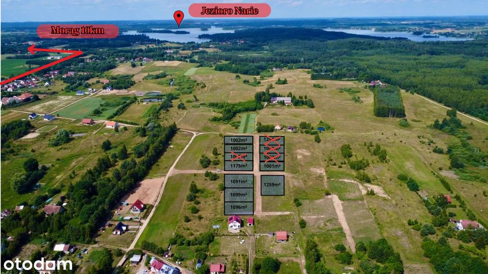 Działki budowlane nad jeziorem – Żabi Róg/Kretowiny/jezioro Narie