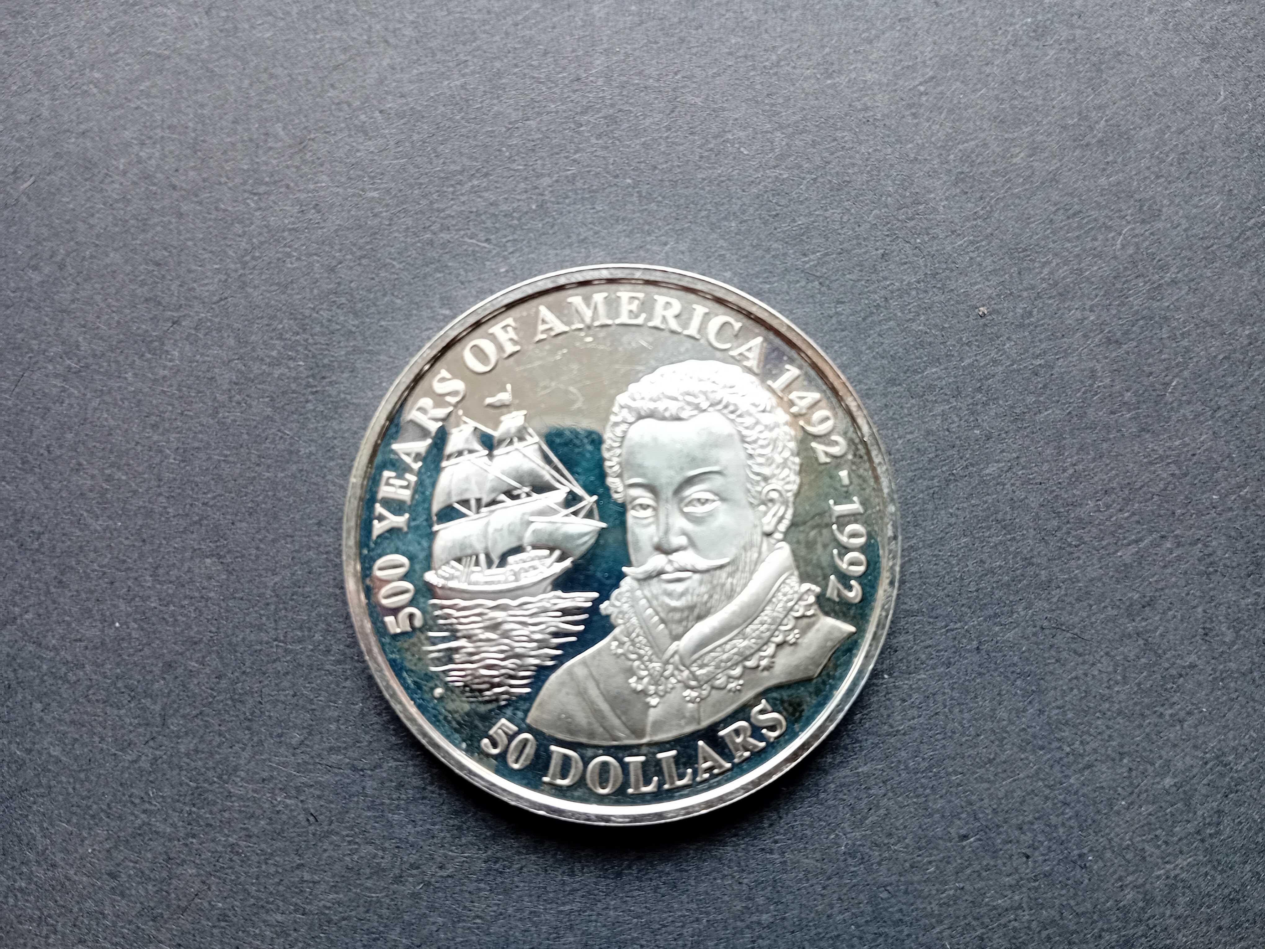 3 moedas 50 Dollars prata 0,999 1 onça 500anos América 89/90/92 novas