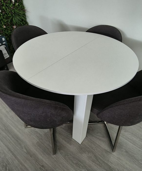 Mesa Redonda Branca Extensível 1.10/1.50