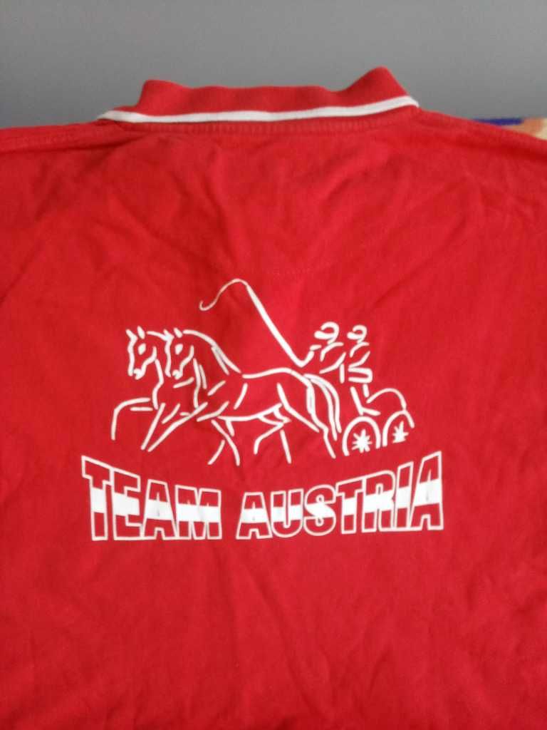 Koszulka polo-z nadrukiem trenera-Team Austria,XL- czerwona