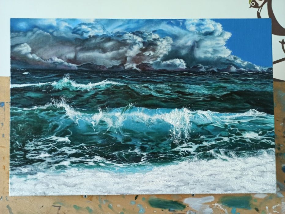 Картина маслом Море Небо холст на подрамнике 60х40 см