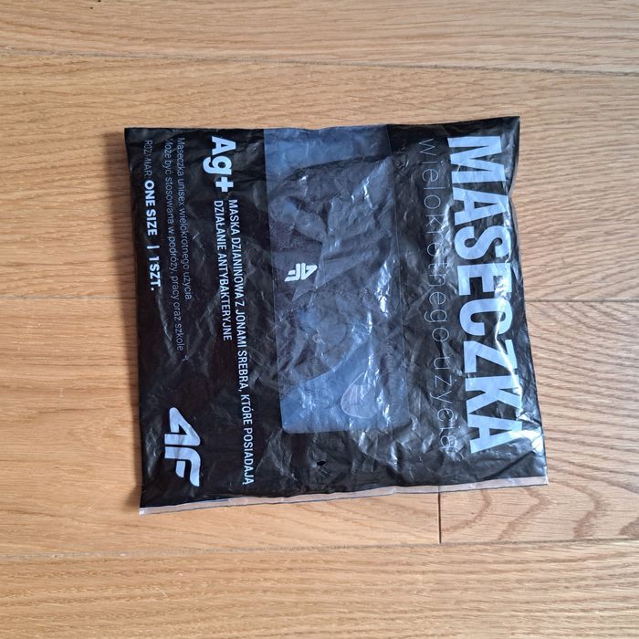 Maska dzianinowa z jonami srebra, maseczka, 4F, one size, czarna