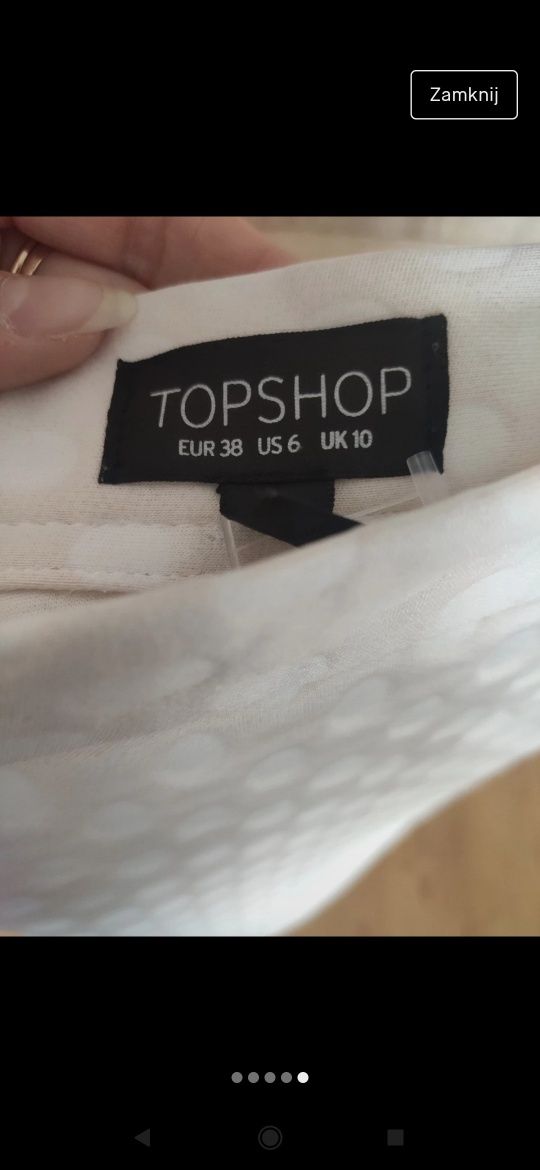 Spódnica spódniczka kremowa piankowa w groszki Topshop M mini