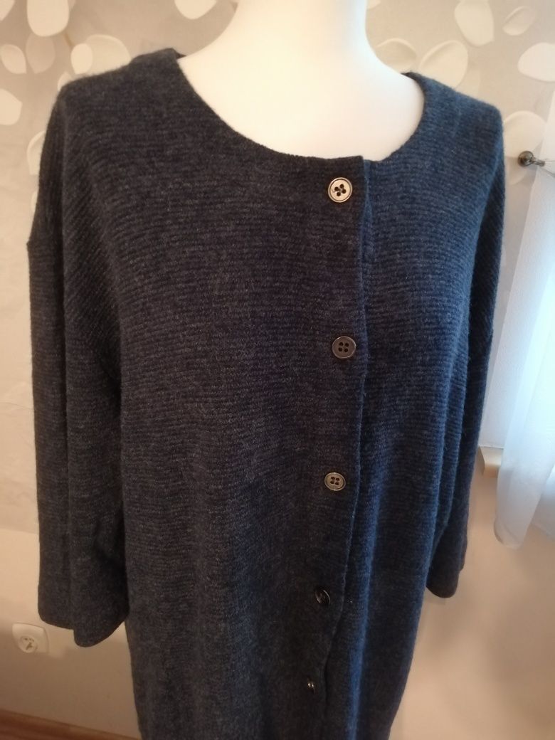 Granatowy ciepły sweter kardigan ADIA fasion duży rozmiar 48