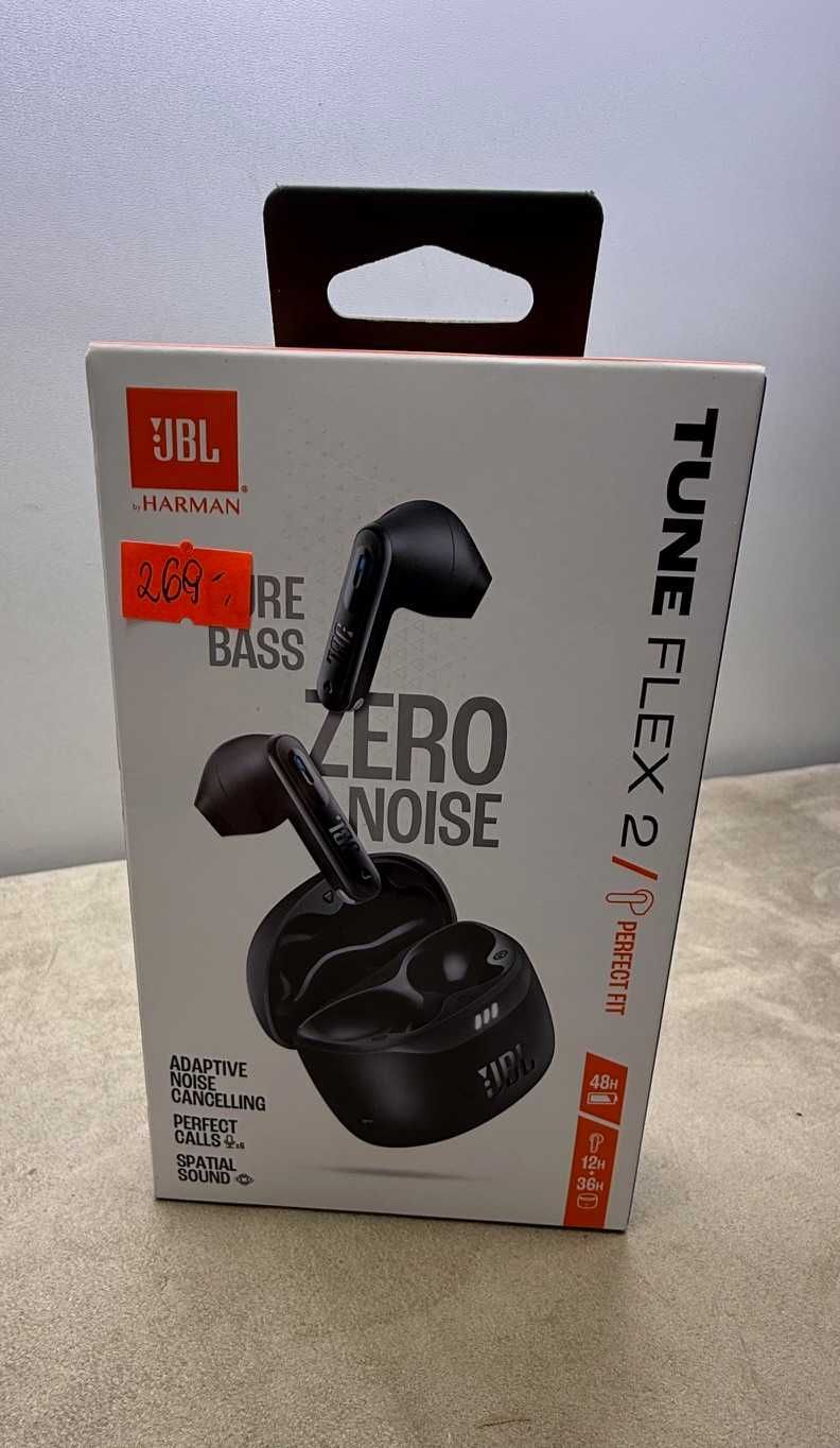 Słuchawki douszne JBL Tune Flex 2 ANC Czarny jak Nowe