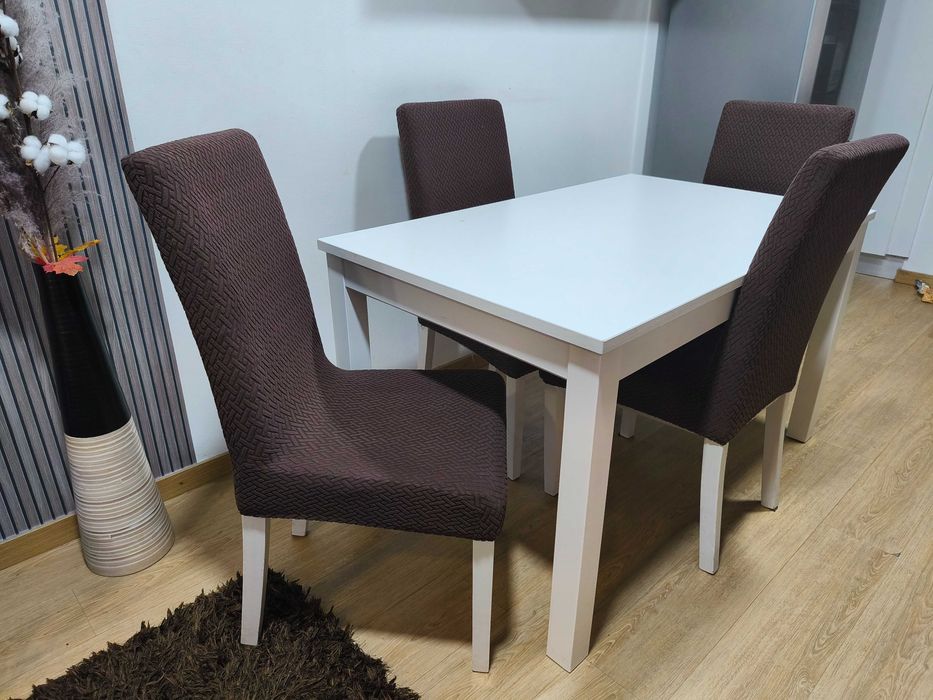 Mesa da Jantar Extensível em Madeira Branca