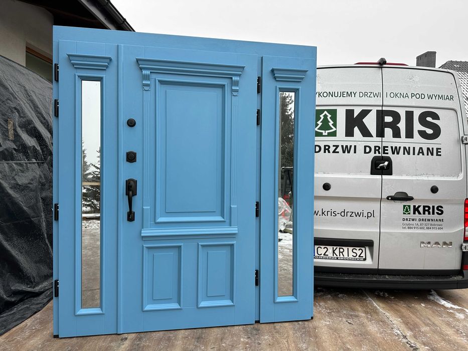 Drzwi zewnętrzne drewniane z doświetlami SCHLAGE NA KAŻDY WYMIAR