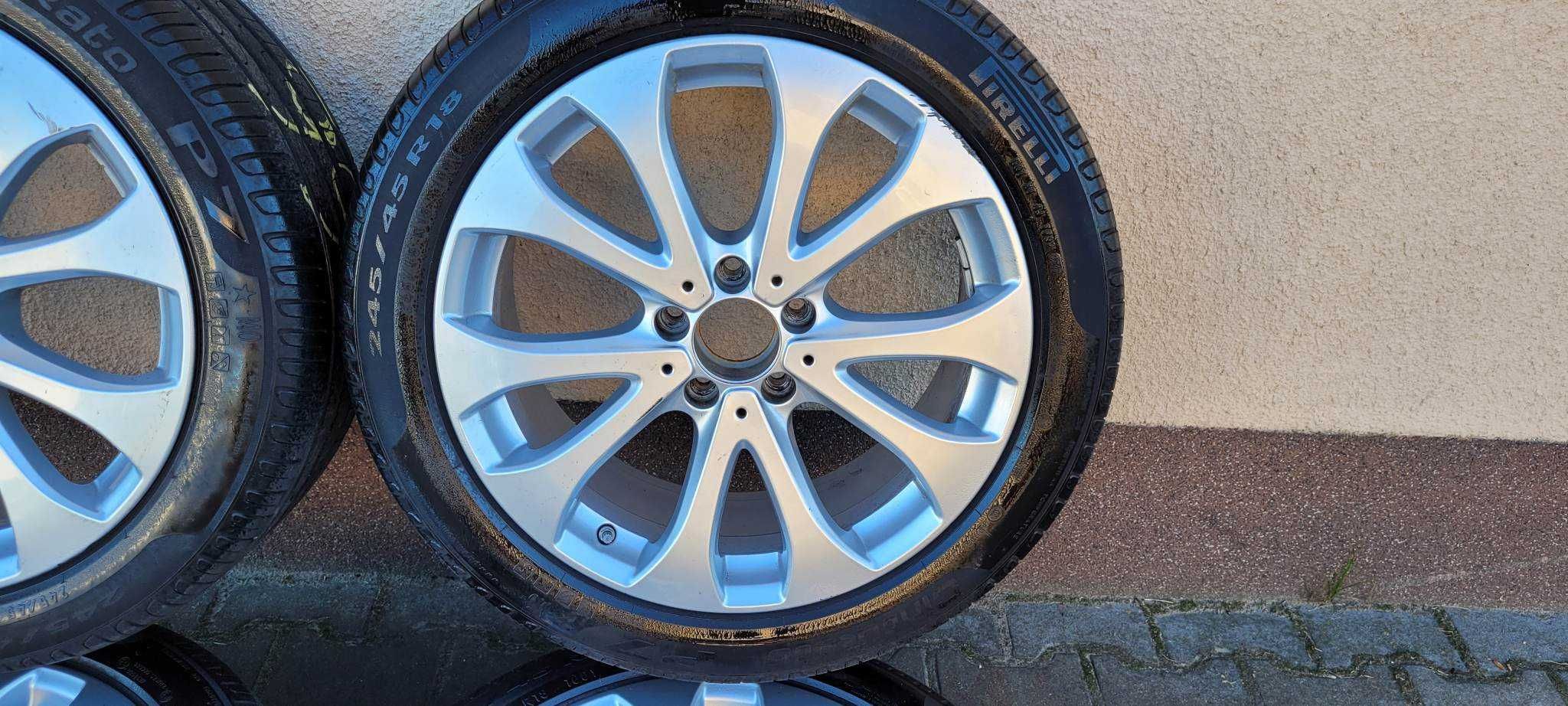 Alufelgi MERCEDES 5X112 z oponami 245/45 R18 lato czujniki powietrza