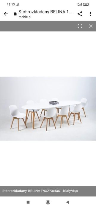 Stół rozkładany + 8 krzeseł