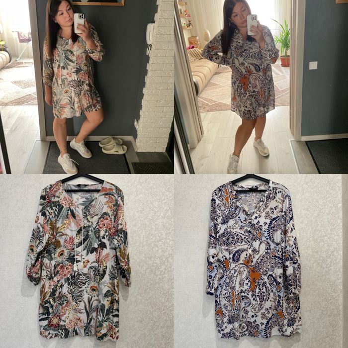 Сукні LC Waikiki 52-54 XXL 2XL тонкі довгий рукав прямий крой квіти