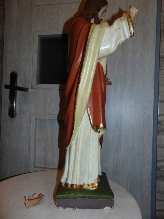 Przedwojenna figura gipsowa Pan Jezus,wys.68 cm.