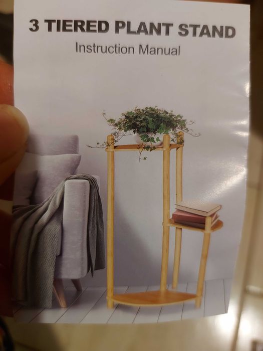 Naturalny bambusowy stojak na rośliny narożny  na doniczki 3 poziomy