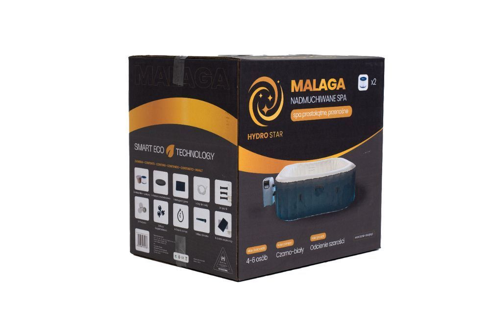 HYDRO STAR spa ogrodowe jacuzzi basen MALAGA SZARY kwadratowy