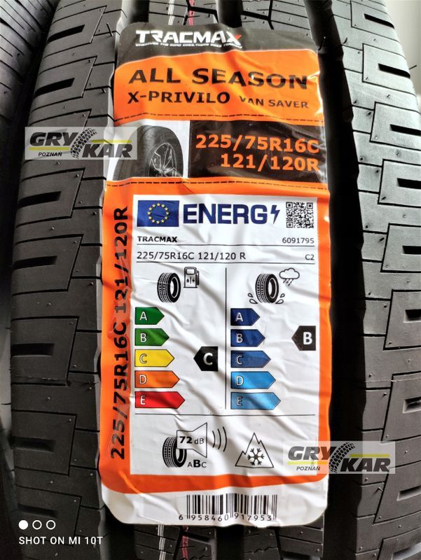 2x 225/75r16c Tracmax X-Privilo VanSaver 121/120r C/B/72dB