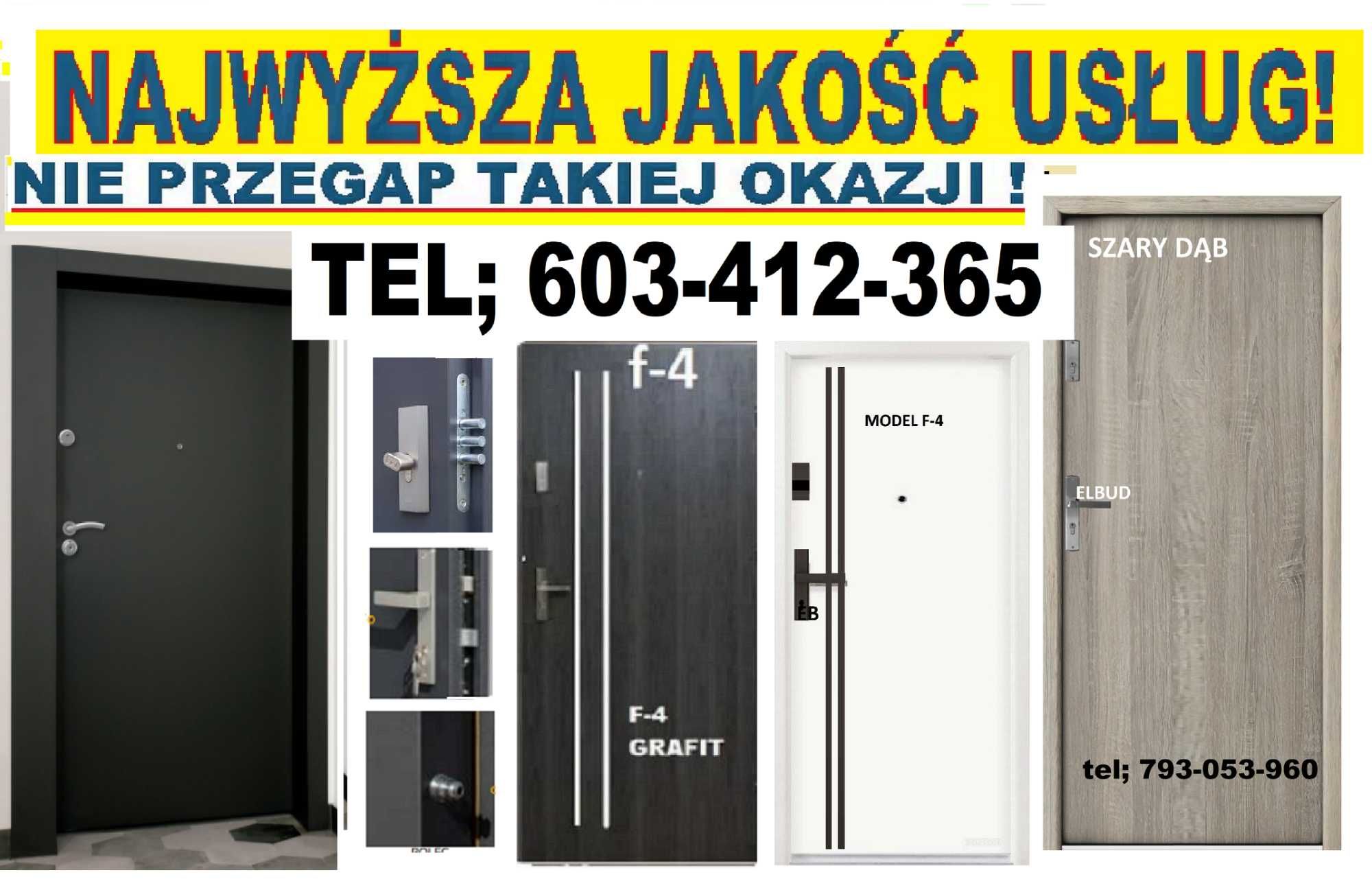 Drzwi do bloku i domu zewnętrzne wejściowe z montażem w zestawie