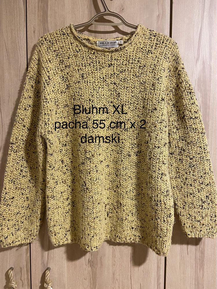 Bluhm XL rozm żółty sweter damski ciepły zima  gruby Vintage Y2k