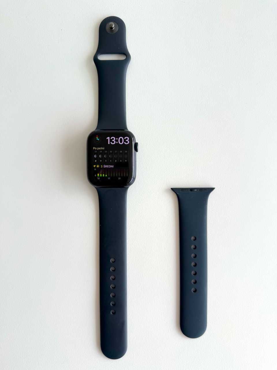 Apple Watch Series 7 Cellular 45mm midnight, 3 paski, ładowarka