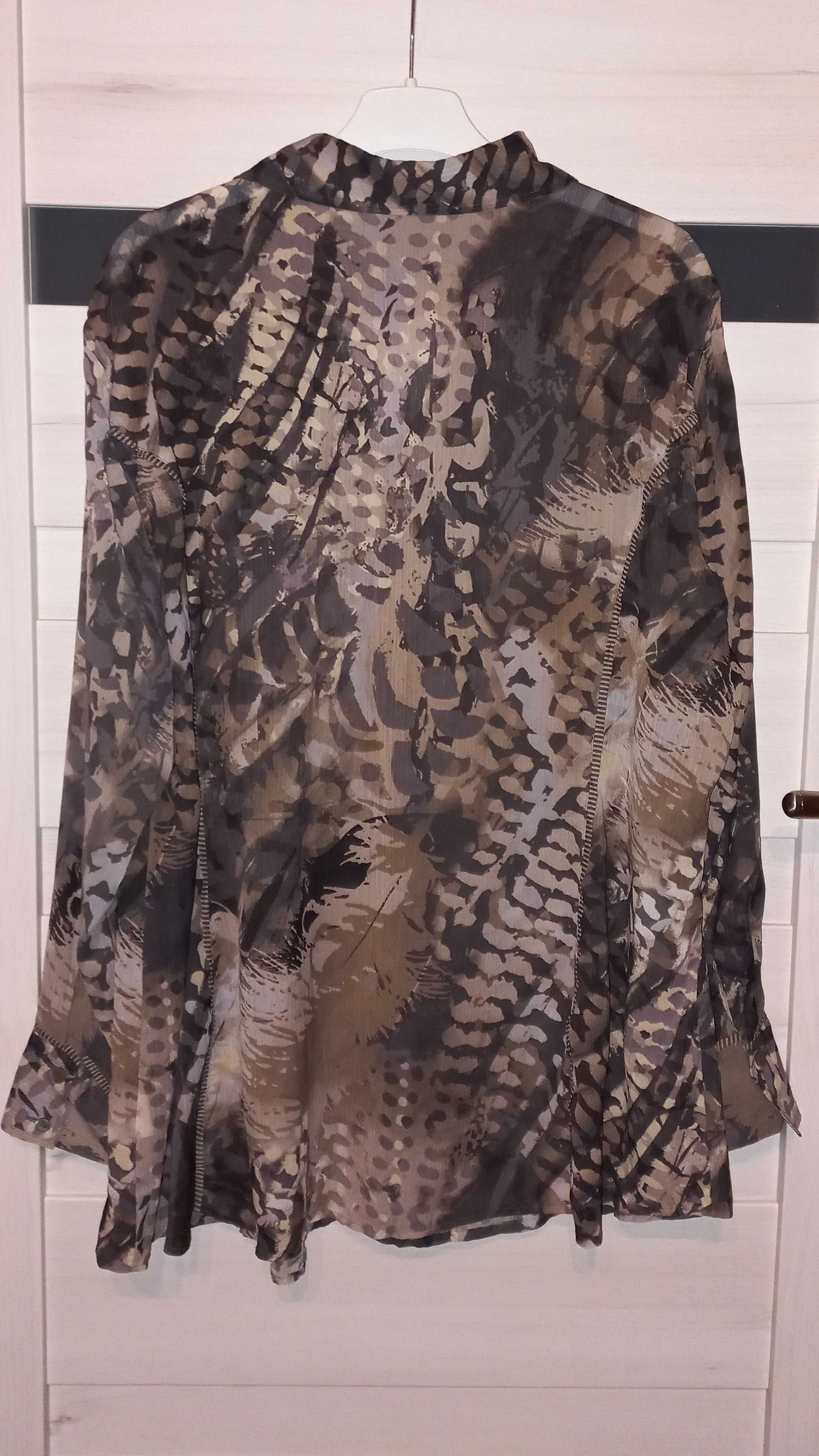 Tiulowa elegancka koszula bluzka z długim rękawem Bonita 48 / 4XL