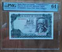 Nota PMG de 1000 Escudos de Espanha de 1971 - Unc.