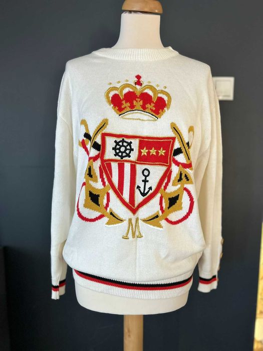 Mondi Escada sweter lata 80 lata 90 marynistyczny haftowany