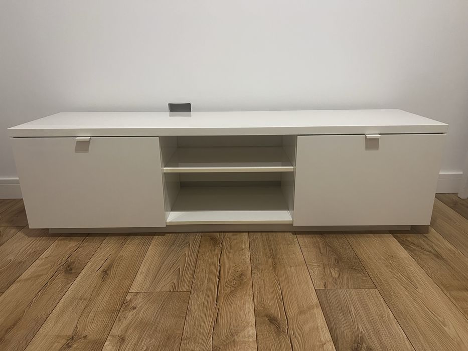 IKEA BYAS Szafka pod TV połysk biały 160x42x45 cm