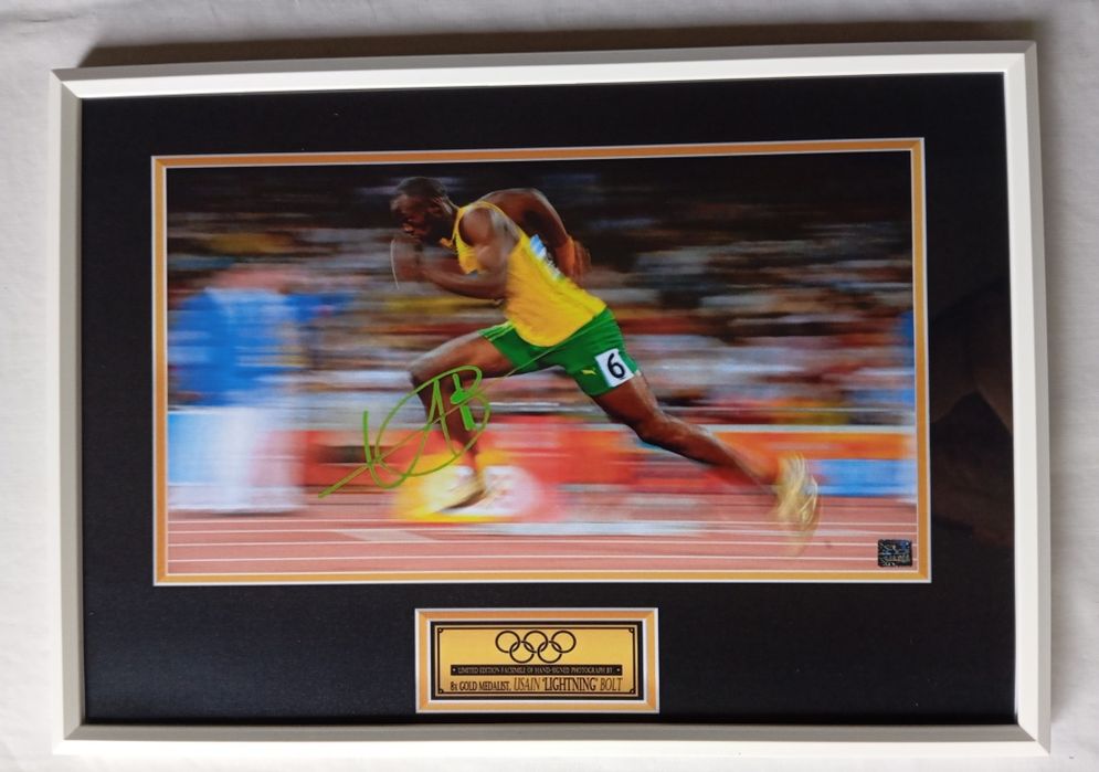 Moldura Usain Bolt Olympics com Autógrafo (A4)