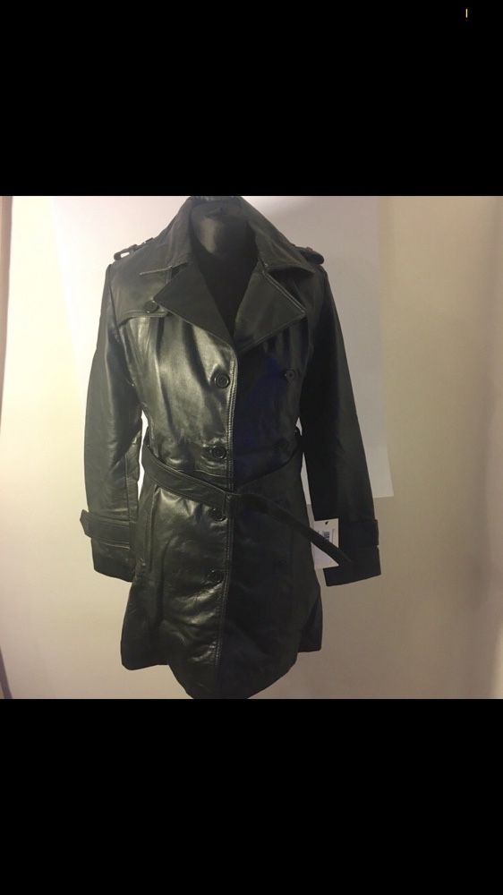 Nowy czarny płaszcz skórzany Chyston Vintage collection [M]