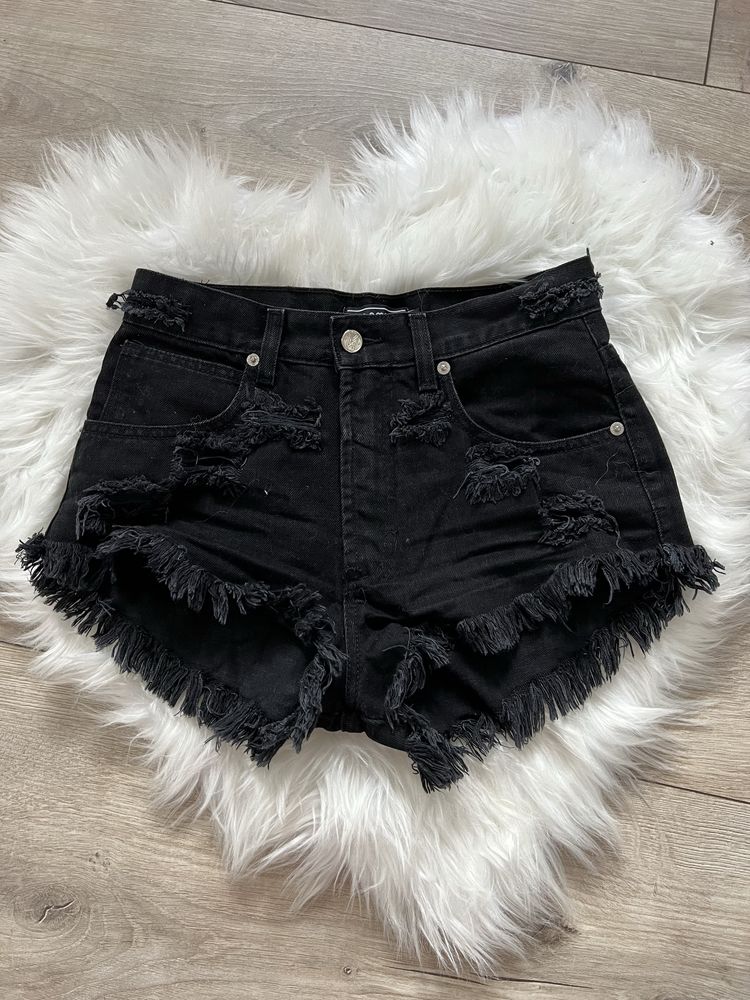 Spodenki szorty wysoki stan S Miss denim postrzepione 100% bawelna