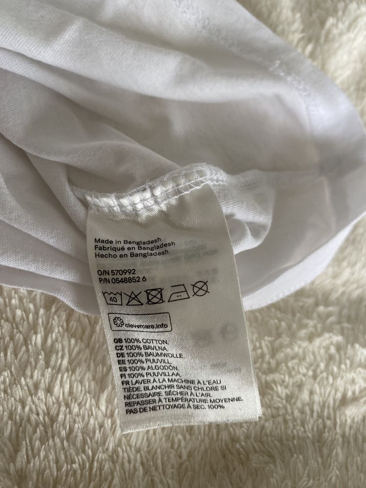 T-shirt H&M S biały z nadrukiem