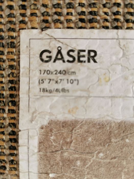 Dywan beż/szary długi włos GASER Ikea 240x170 cm