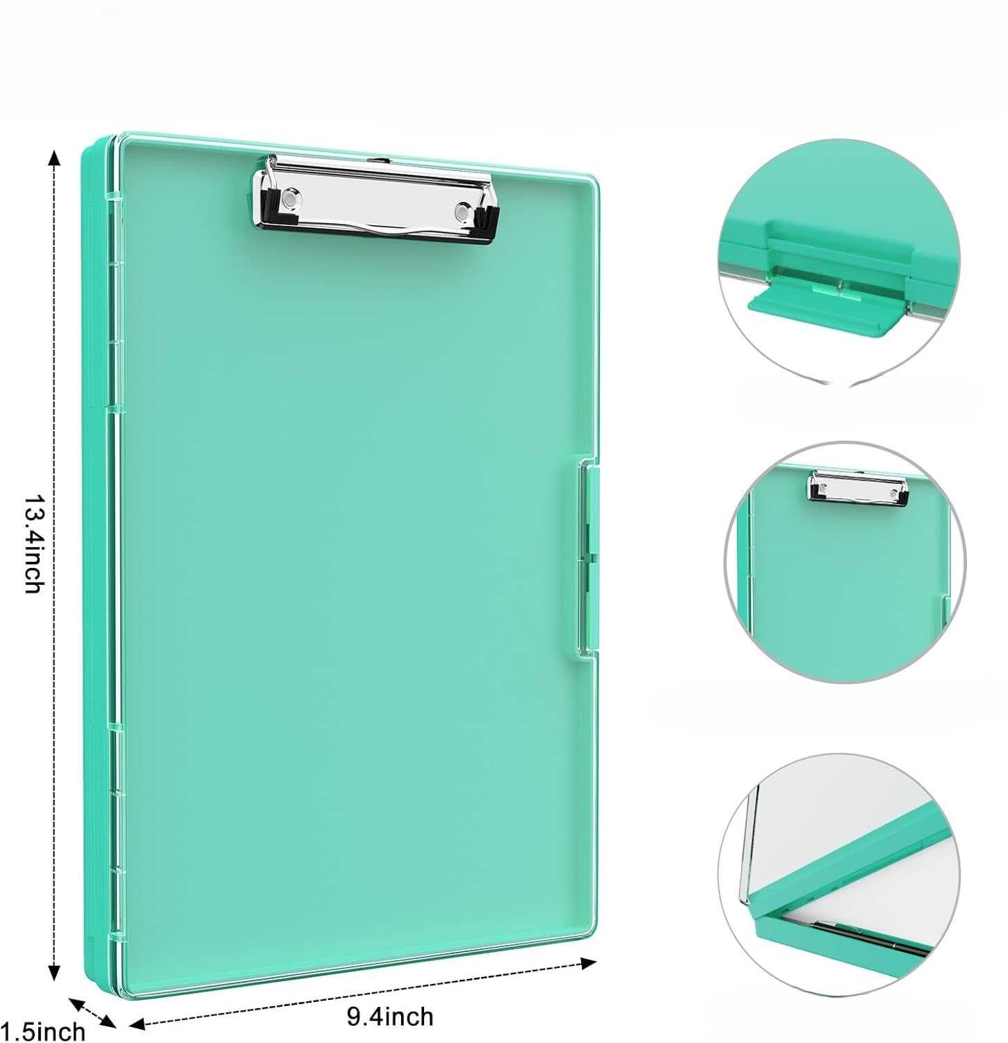 Clipboard Teczka z przechowywaniem A4, przezroczysty panel zielony
