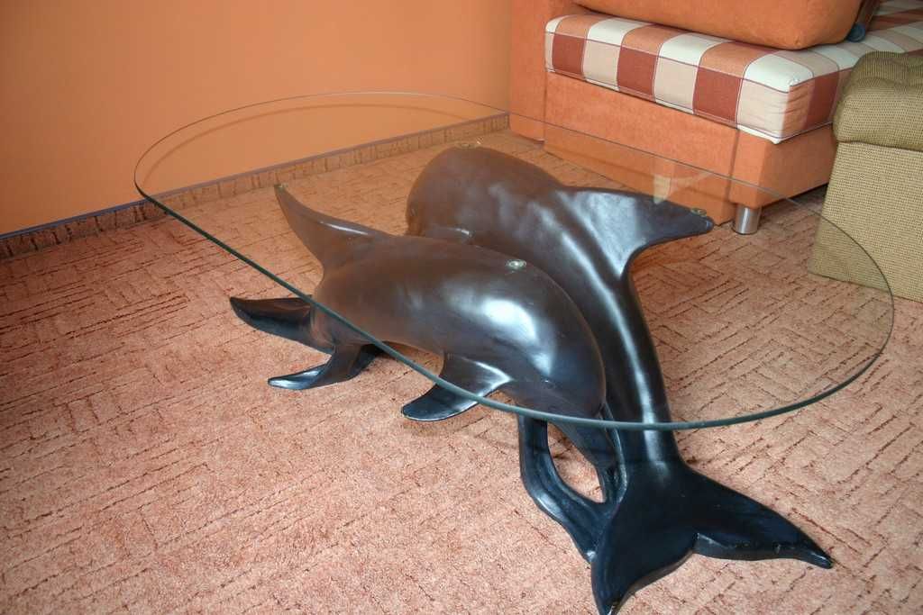 Delfiny- stolik ława okolicznościowy szklany