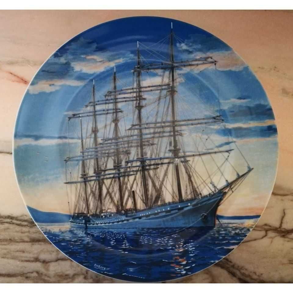 Pratos decorativos 6 barcos Veleiros porcelana Quinta Nova