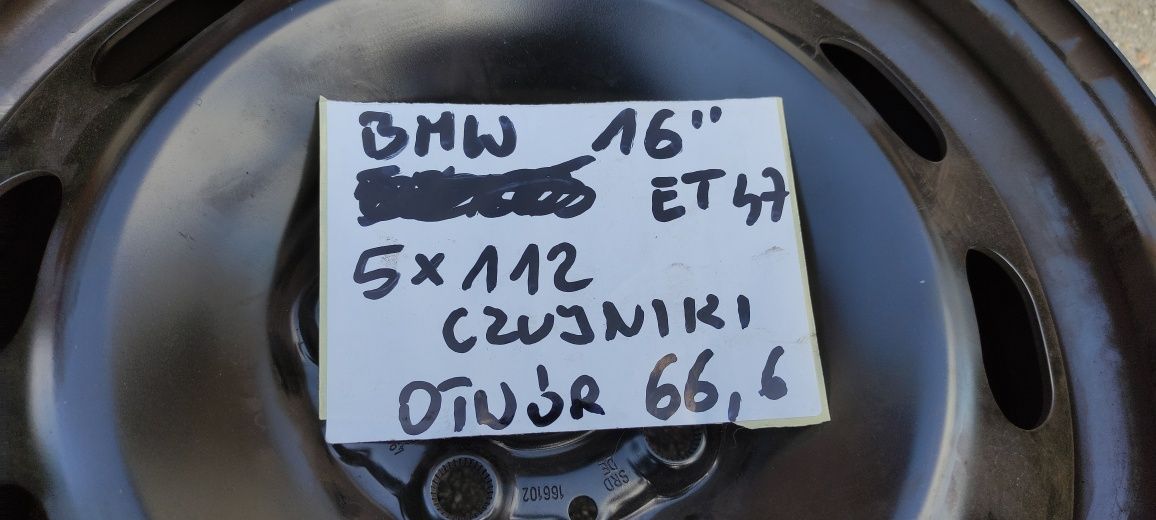 Felgi stalowe BMW 16" 5x112 et47 otwór 66,6 czujniki 6N