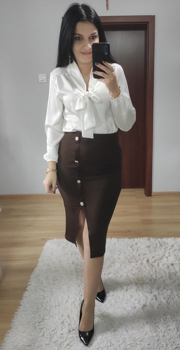 Spódnica MIDI prążek czekoladowa