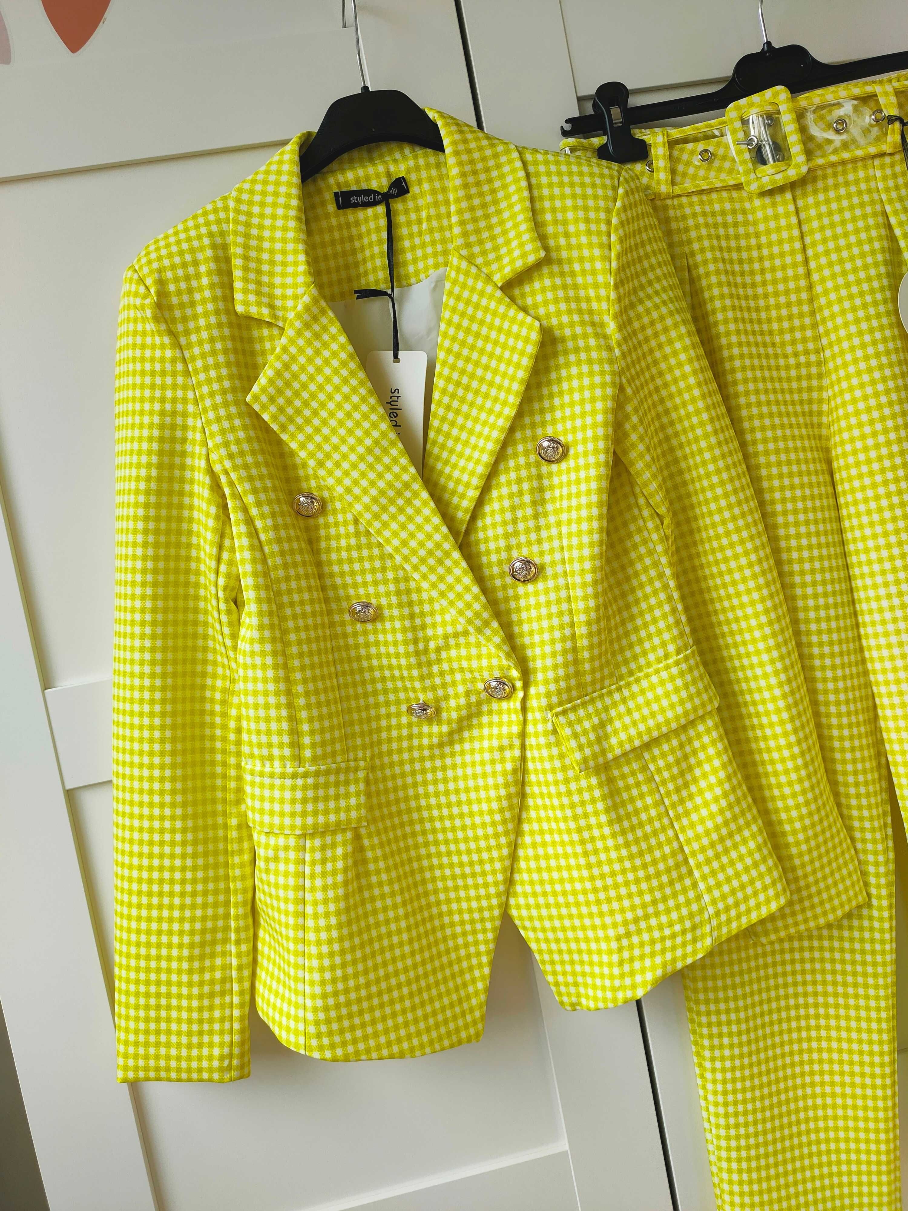 Elegancki garnitur marynarka + cygaretki cytryna limonka 38 M