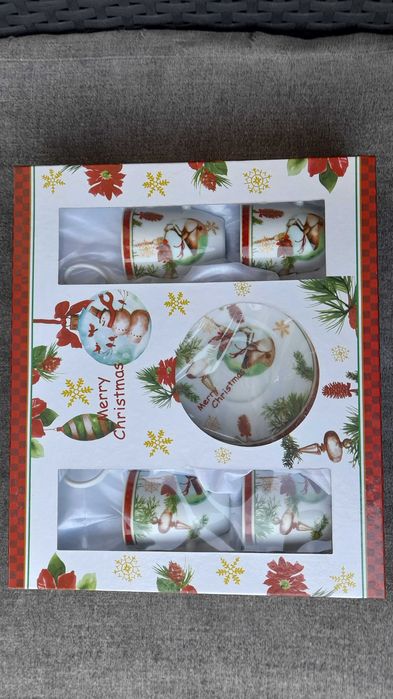Conjunto de Chávenas de Café com decoração de Natal