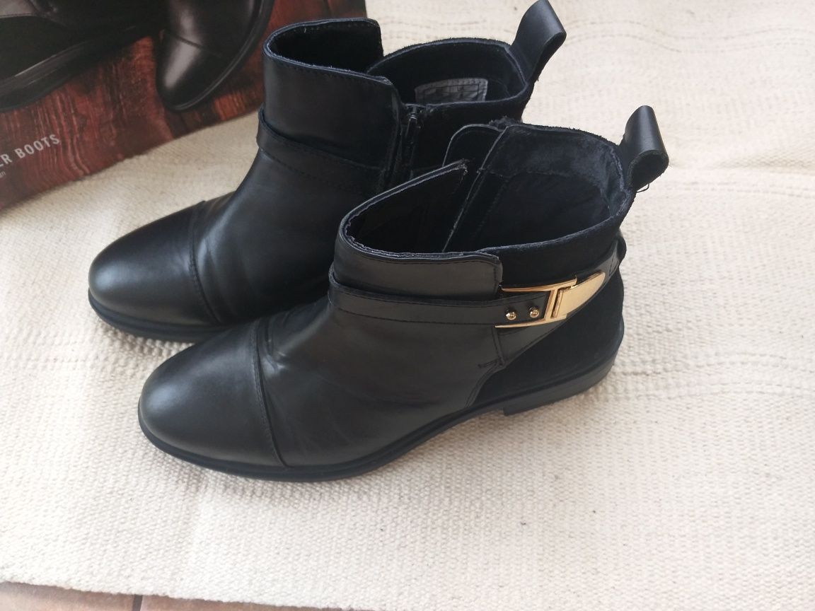 Sztylbety botki buty skórzane skóra naturalna 38 Lidl esmara