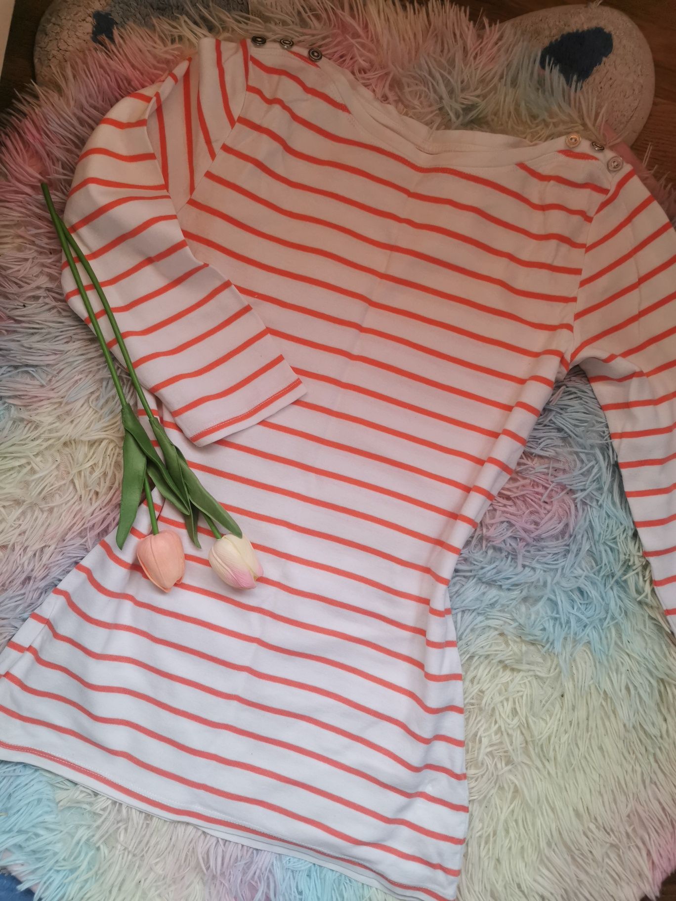 Bluzka guziki F&F w paski pomarańczowe s-m