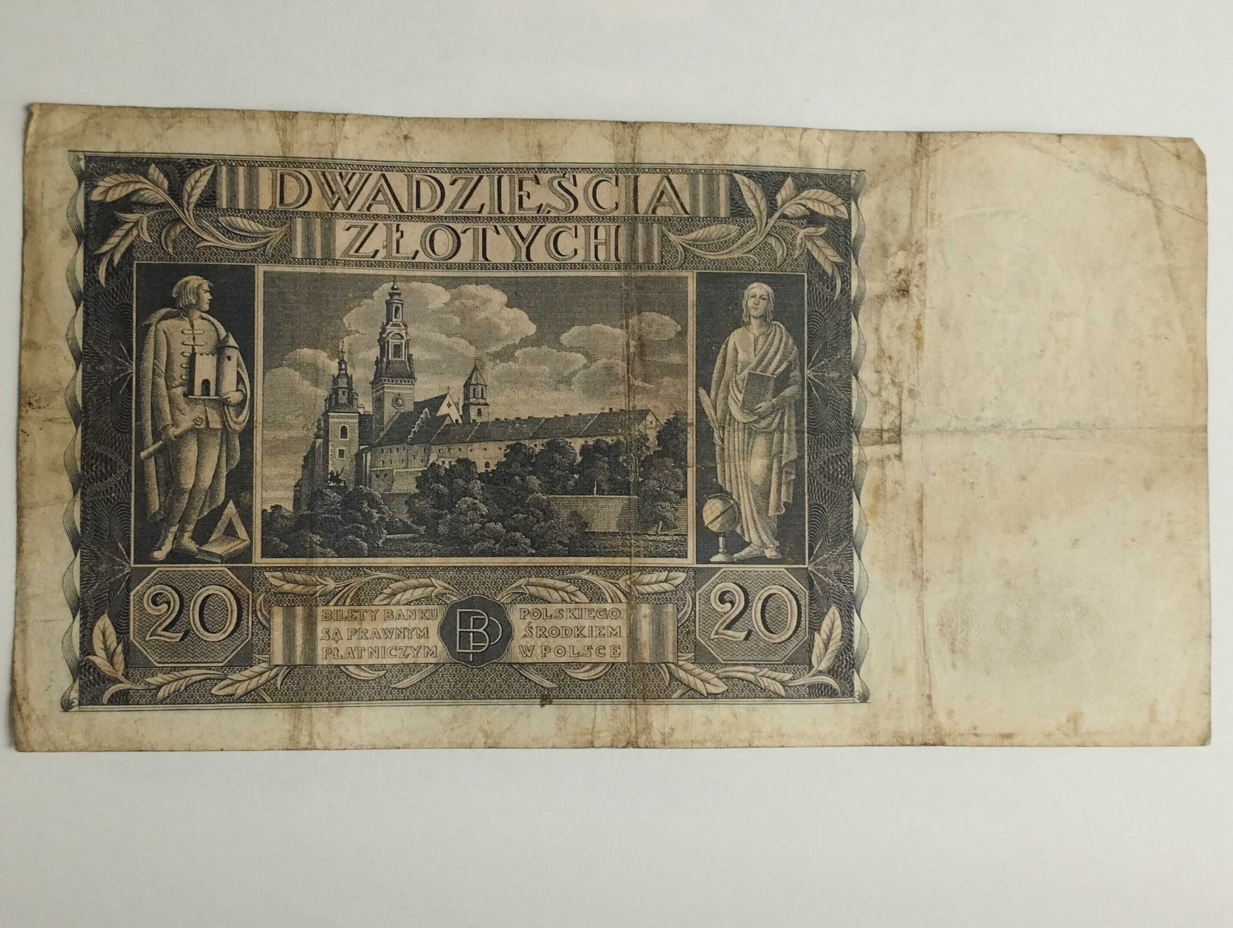 Sprzedam banknot Polska 20 złotych 1936r. II RP stan dobry